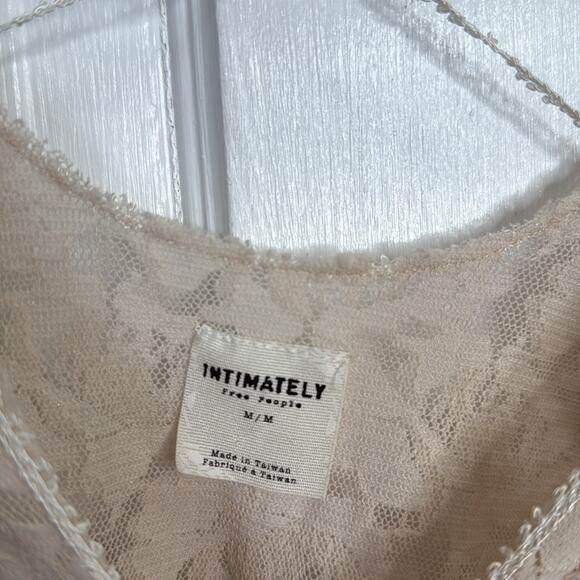 Free People Intimately Lace Cream 3/4 sleeve Square Neck Top W1455 Sz M - Picture 3 of 8